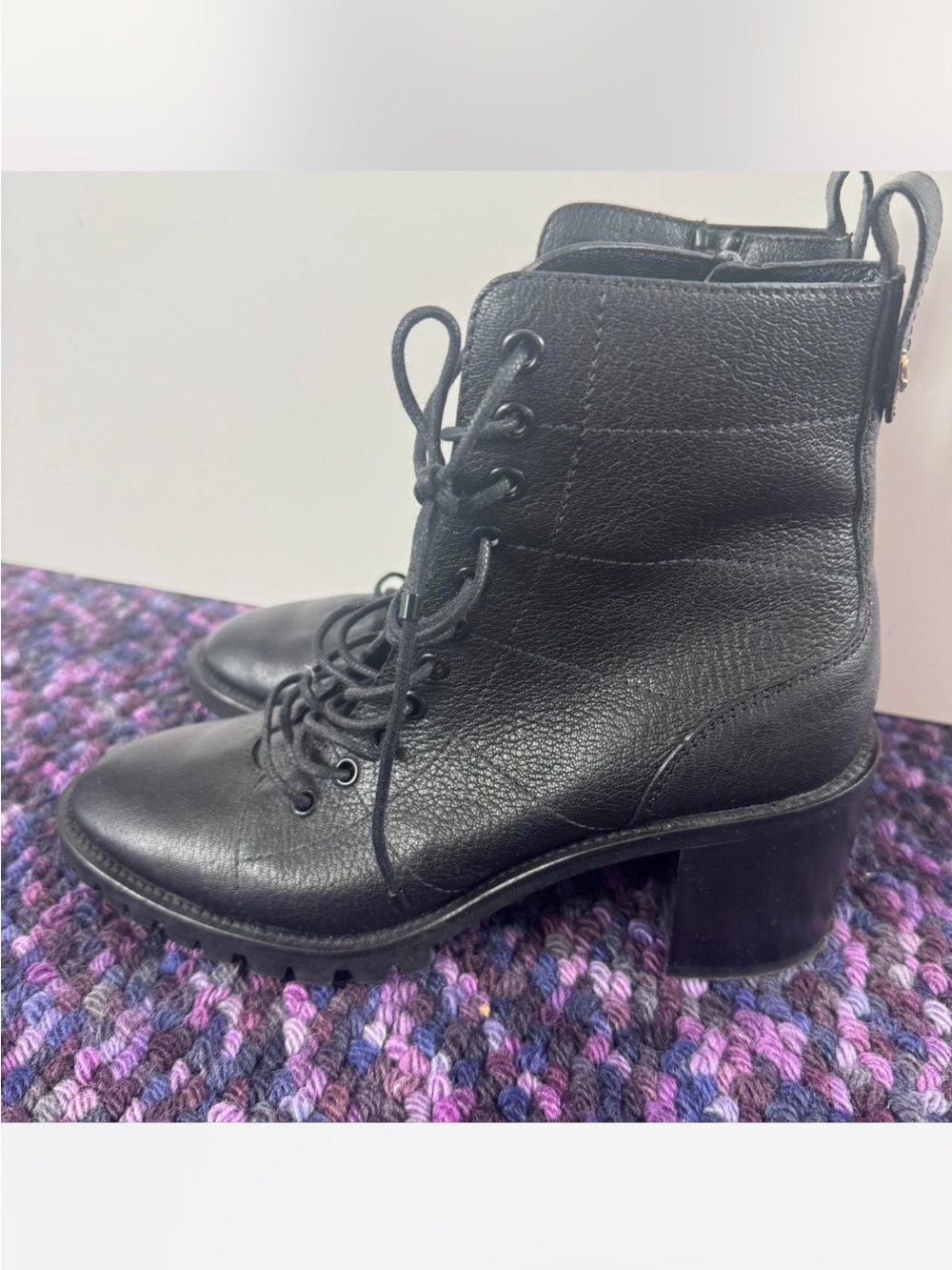 Jimmy Choo Black Leather Lace-Up Block Heel Boots - size 39.5 - Picture 6 of 12